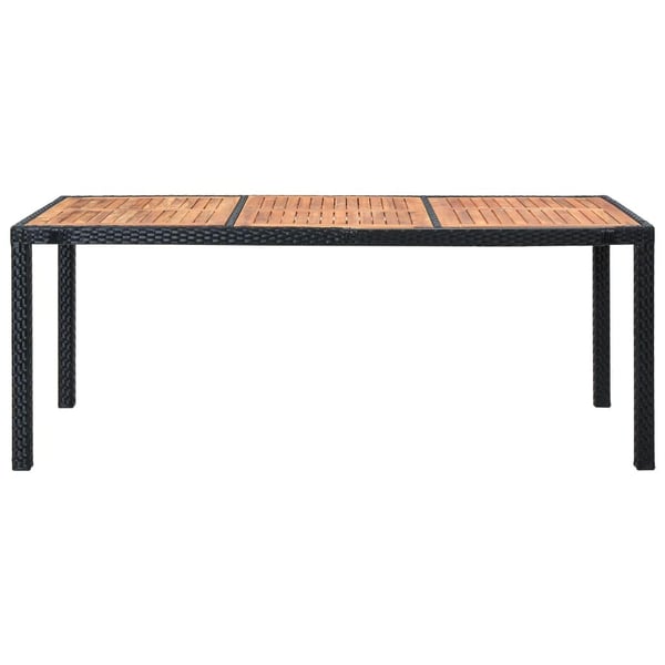 vidaXL udendørs spisebordssæt 9 dele med hynder polyrattan sort