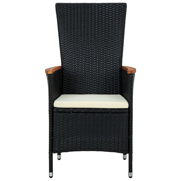 vidaXL udendørs spisebordssæt 9 dele med hynder polyrattan sort