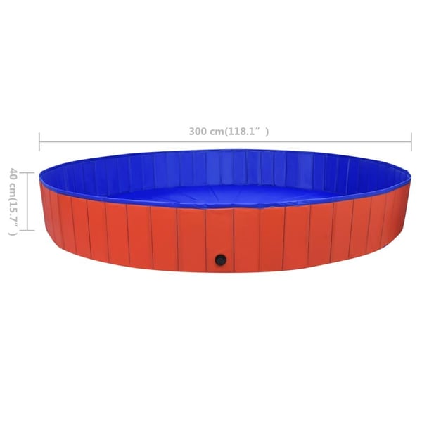 vidaXL foldbart hundebassin 300x40 cm PVC rød