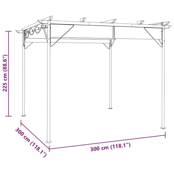vidaXL Pergola med uttrekkbart tak antrasitt 3x3 m stål 180 g/m²