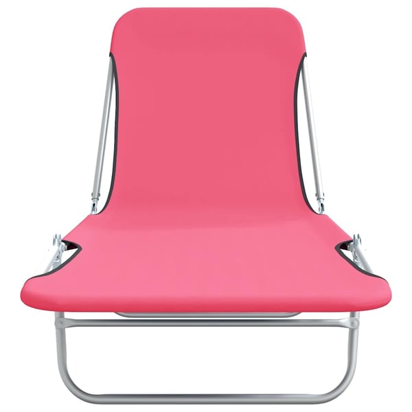 vidaXL Sammenleggbare solsenger 2 stk stål og stoff rosa