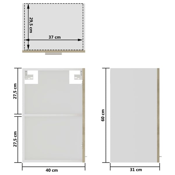 vidaXL Hengende skap glass "Lyon" sonoma eik 40x31x60 cm