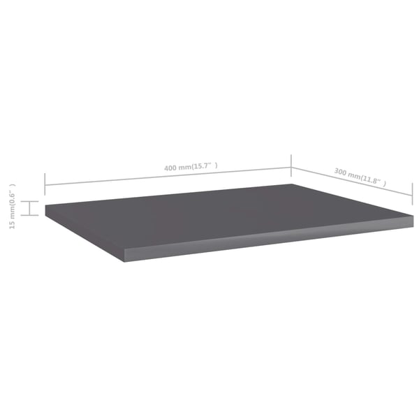 vidaXL Hylleplater 4 stk høyglans grå 40x30x1,5 cm sponplate