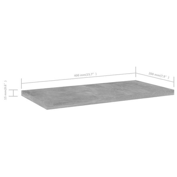 vidaXL boghylder 4 stk. 40x20x1,5 cm konstrueret træ betongrå