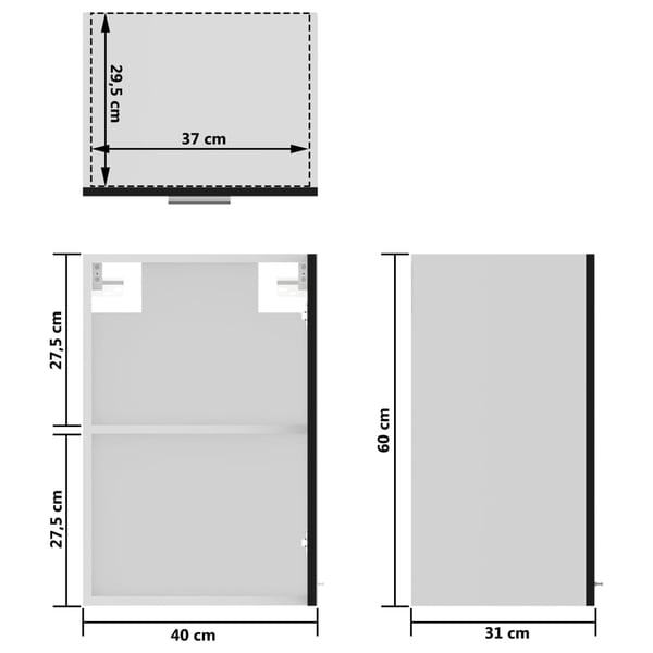 vidaXL Hengende skap glass "Lyon" svart 40x31x60 cm konstruert tre