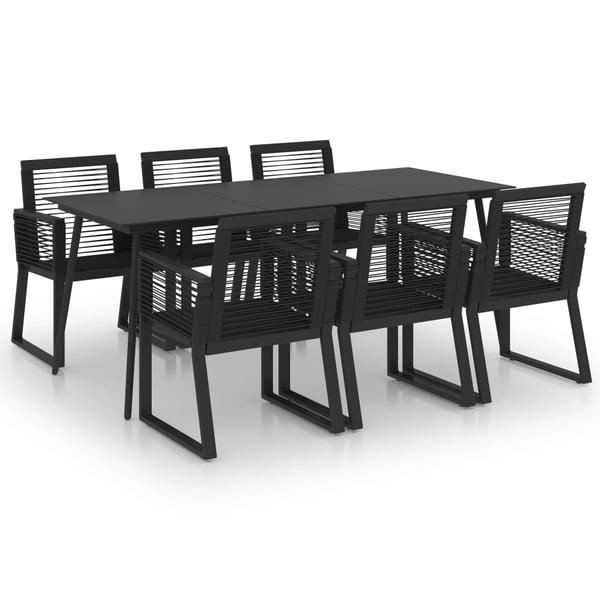 vidaXL udendørs spisebordssæt 7 dele PVC-rattan sort