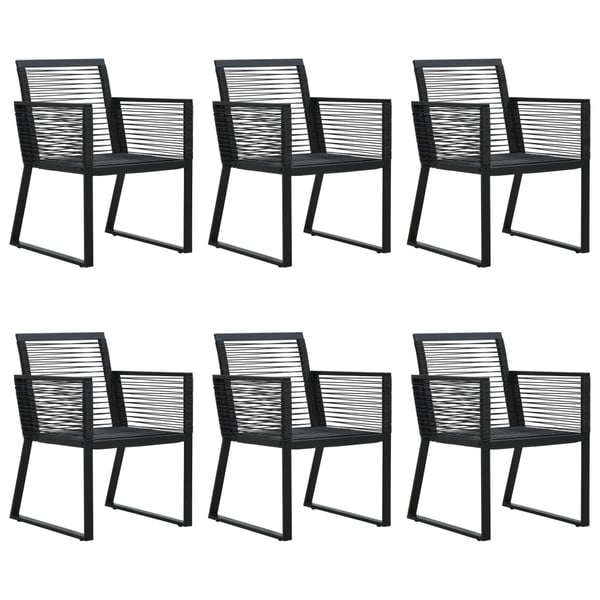 vidaXL udendørs spisebordssæt 7 dele PVC-rattan sort