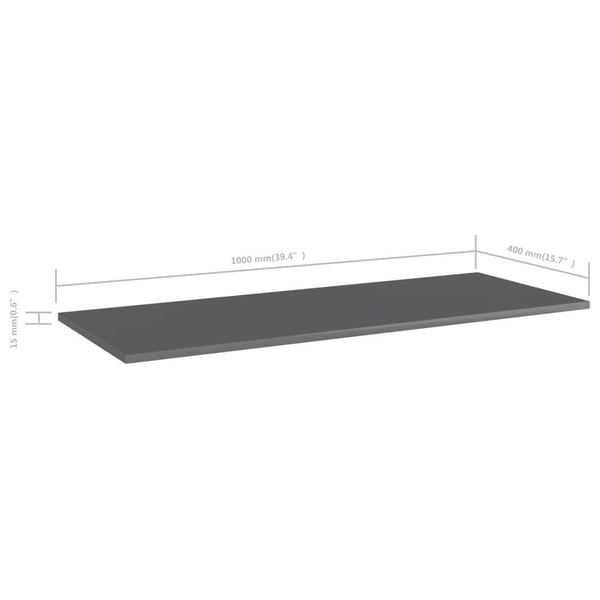vidaXL Hylleplater 4 stk høyglans grå 100x40x1,5 cm sponplate