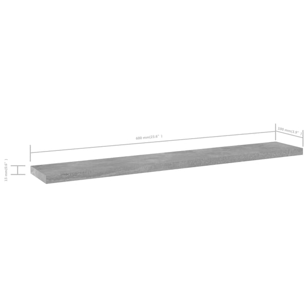 vidaXL Hylleplater 4 stk betonggrå 60x10x1,5 cm konstruert tre