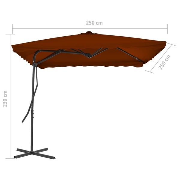 vidaXL Hageparasoll med stålstang terrakotta 250x250x230 cm