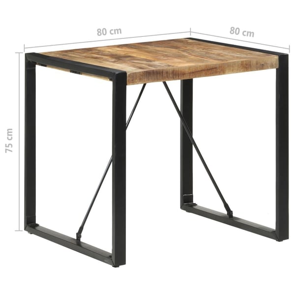 vidaXL Spisebord 80x80x75 cm grovt mangotre