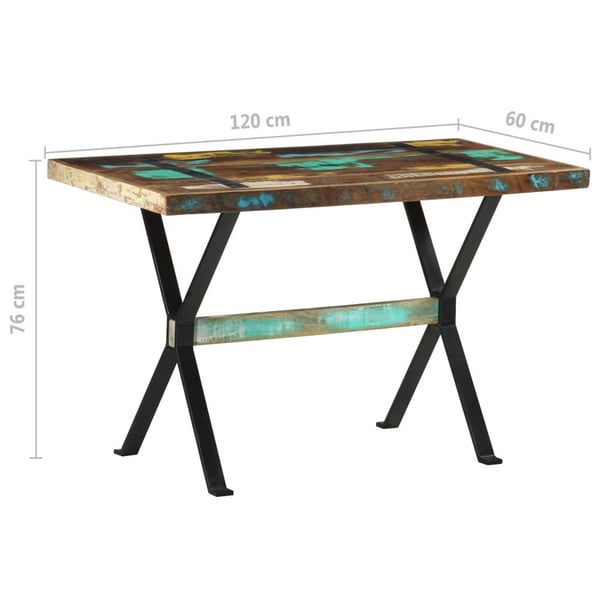 vidaXL Spisebord 120x60x76 cm gjenvunnet heltre