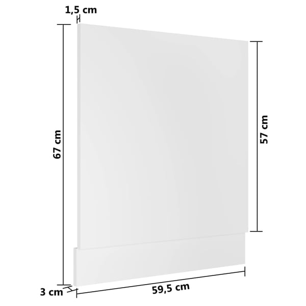 vidaXL Oppvaskmaskinspanel "Lyon" hvit 59,5x3x67 cm konstruert tre