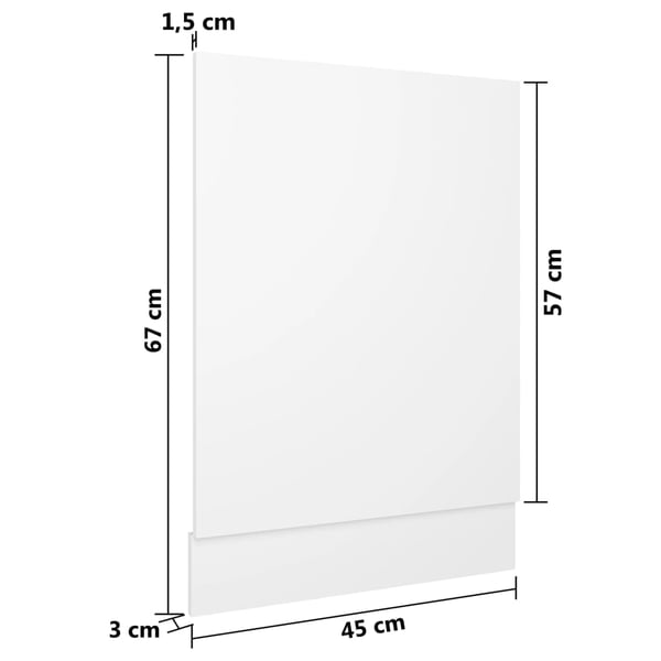 vidaXL Oppvaskmaskinspanel "Lyon" hvit 45x3x67 cm konstruert tre