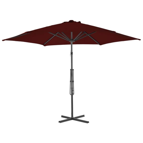 vidaXL Hageparasoll med stålstang vinrød 300x230 cm