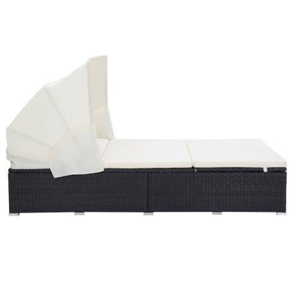 vidaXL 2-personers solseng med hynde polyrattan sort