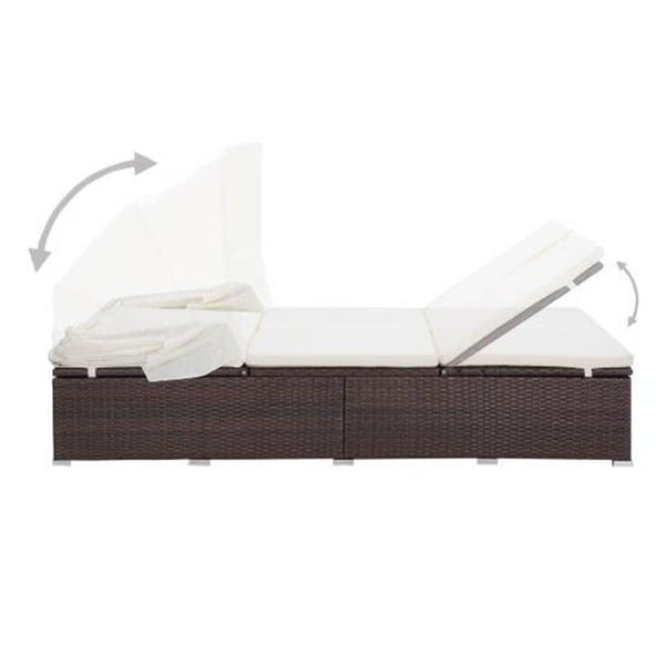 vidaXL 2-personers solseng med hynde polyrattan brun