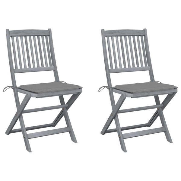 vidaXL foldbare udendørsstole 2 stk. med hynder massivt akacietræ