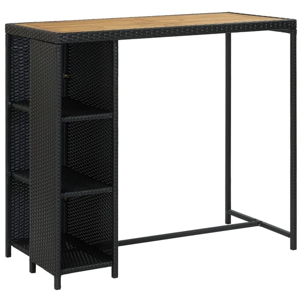 vidaXL havebarsæt 5 dele med hynder polyrattan sort