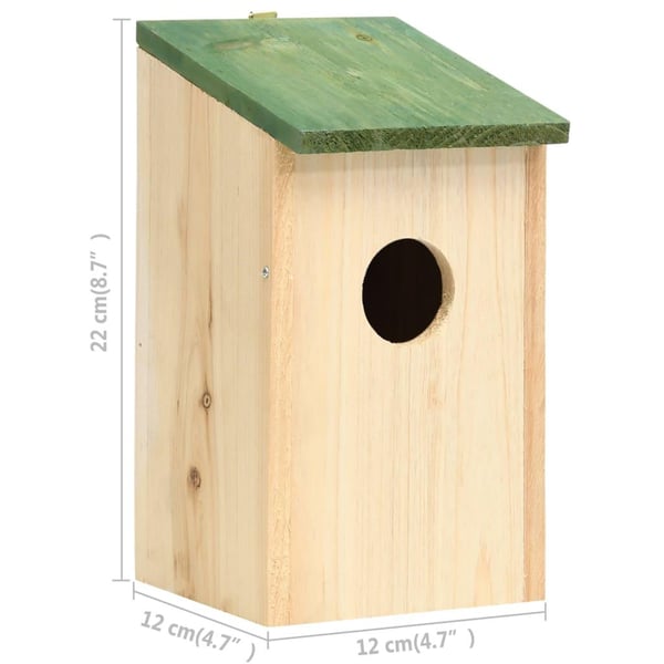 vidaXL Fuglehus 10 stk heltre gran 12x12x22 cm