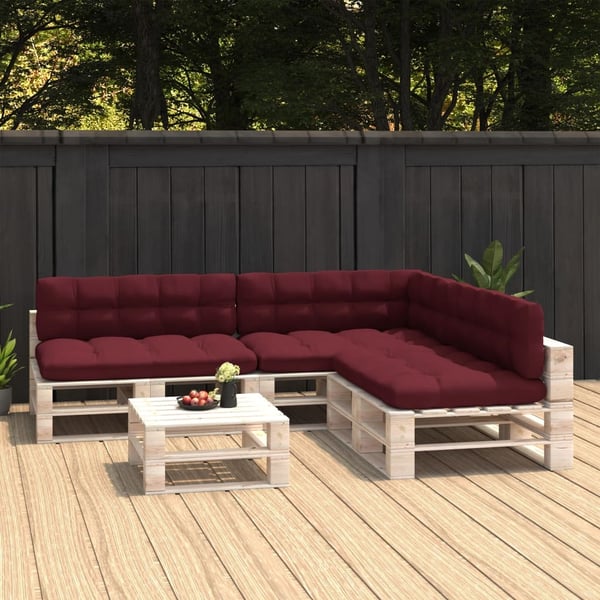 vidaXL hynder til pallesofa 7 stk. stof vinrød