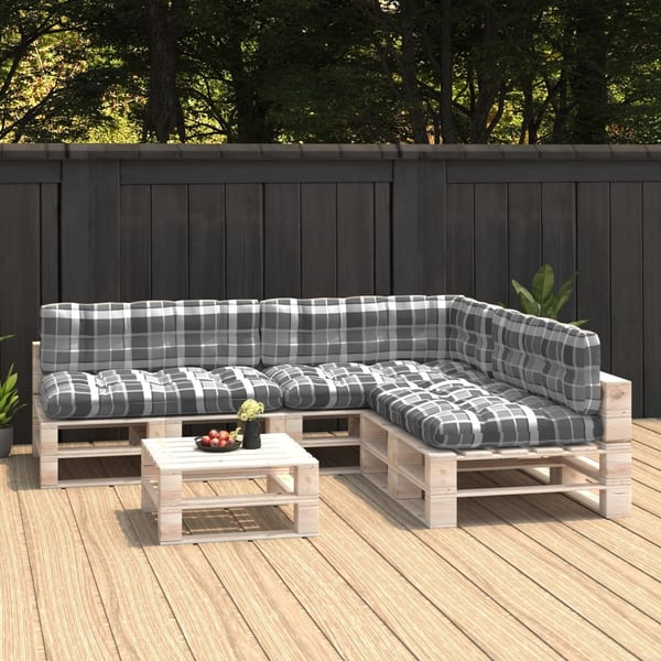 vidaXL hynder til pallesofa 7 stk. gråternet mønster