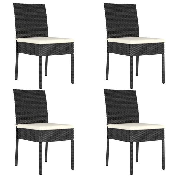 vidaXL spisebordssæt til haven 5 dele polyrattan sort