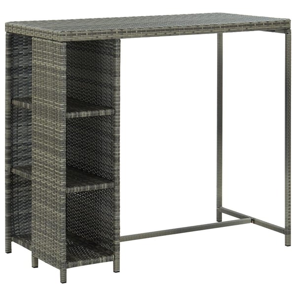 vidaXL havebarsæt 5 dele med hynder polyrattan grå