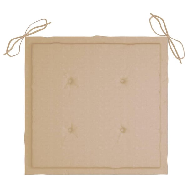 vidaXL havestole med beige hynder 3 stk. massivt teaktræ