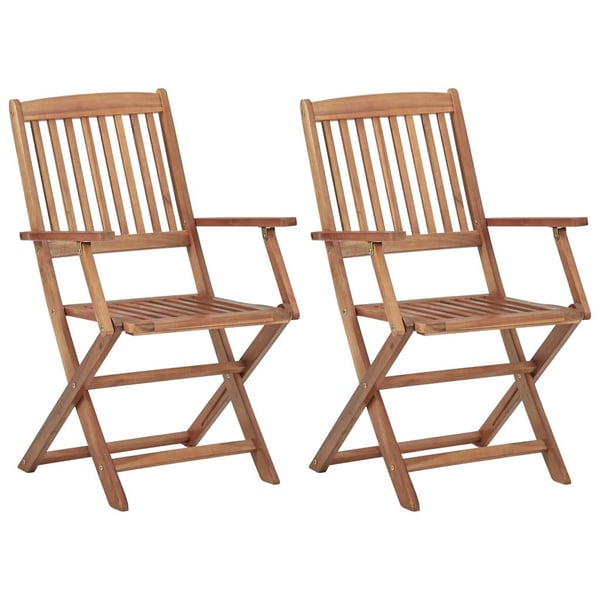 vidaXL foldbare havestole 2 stk. med hynder massivt akacietræ