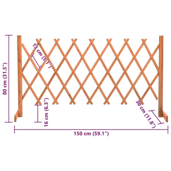 vidaXL Espaliergjerde oransje 150x80 cm heltre gran