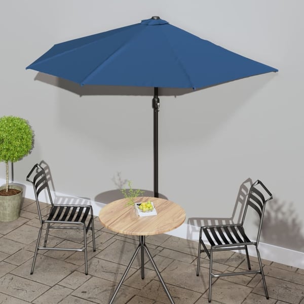 vidaXL altanparasol med aluminiumsstang 270x144x222 cm halv blå
