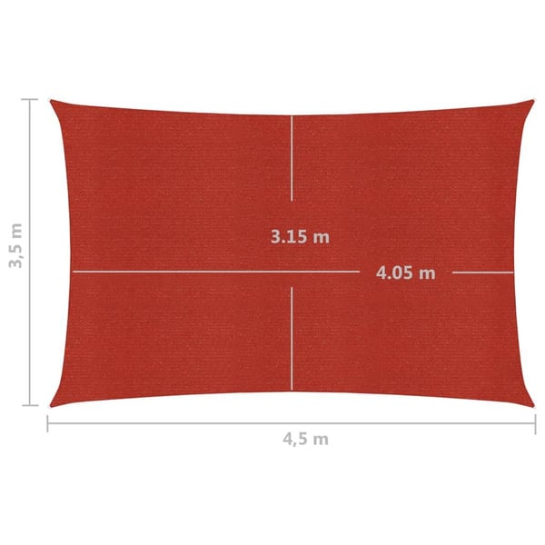 vidaXL solsejl 160 g/m² 3,5x4,5 m HDPE rød