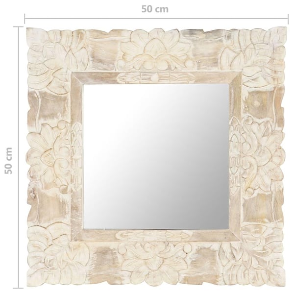 vidaXL Spegel vit 50x50 massivt mangoträ