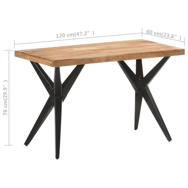 vidaXL Spisebord 120x60x76 cm heltre akasie