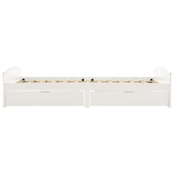 vidaXL Seng/Sengeramme med 2 skuffer hvit heltre furu 90x200 cm change1