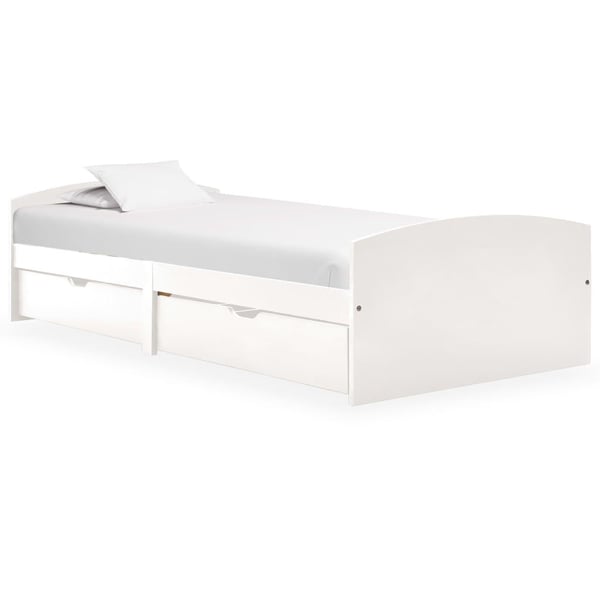 vidaXL Seng/Sengeramme med 2 skuffer hvit heltre furu 90x200 cm change1