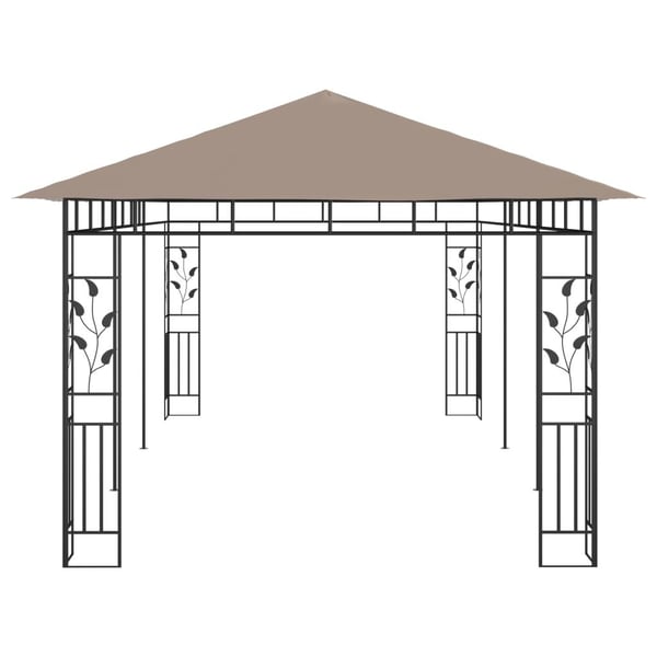 vidaXL pavillon med myggenet 6x3x2,73 m 180 g/m² gråbrun