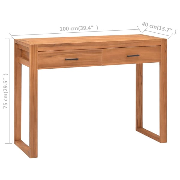 vidaXL Skrivebord med 2 skuffer 100x40x75 cm teak