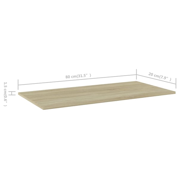 vidaXL Hylleplater 4 stk sonoma eik 80x20x1,5 cm sponplate