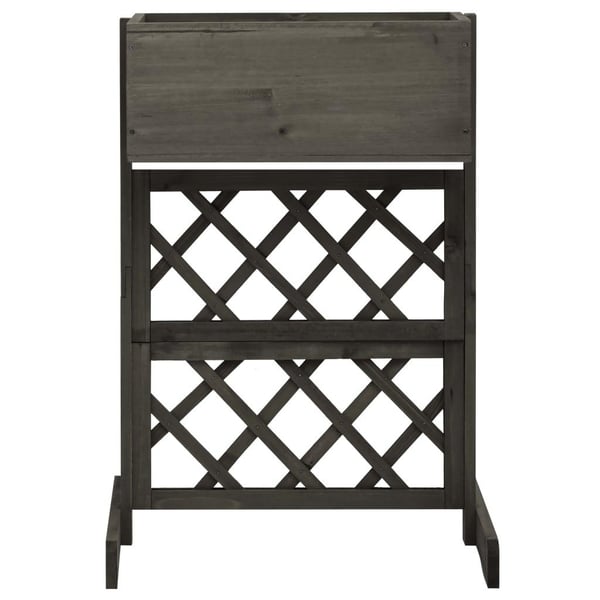 vidaXL Blomsterkasse med espalier grå 45x30x74 cm heltre gran