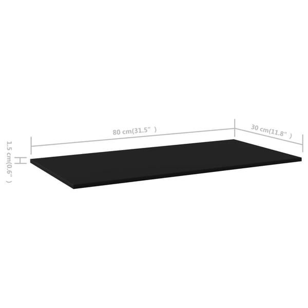 vidaXL Hyllplan 4 st svart 80x30x1,5 cm spånskiva