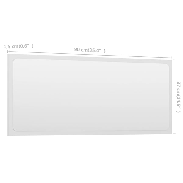 vidaXL badeværelsesspejl 90x1,5x37 cm spånplade hvid