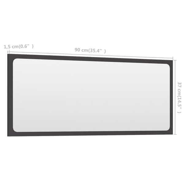 vidaXL badeværelsesspejl 90x1,5x37 cm spånplade grå