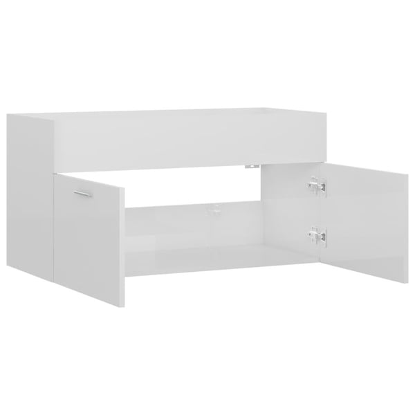 vidaXL Servantskap høyglans hvit 90x38,5x46 cm konstruert tre