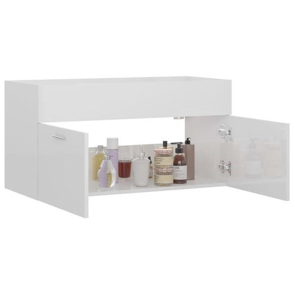 vidaXL Servantskap høyglans hvit 90x38,5x46 cm konstruert tre