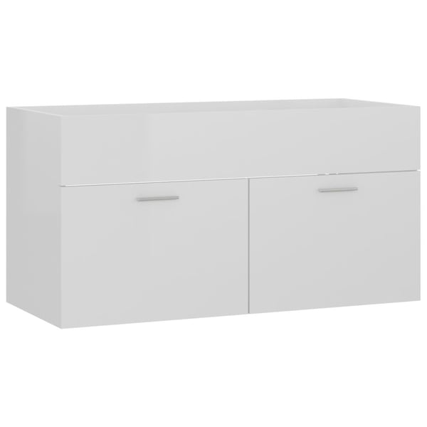 vidaXL Servantskap høyglans hvit 90x38,5x46 cm konstruert tre