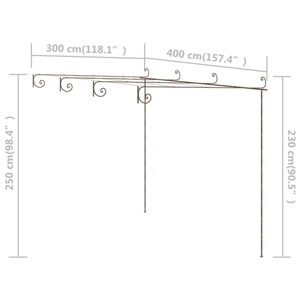 vidaXL Hagepergola antikk brun 4x3x2,5 m jern