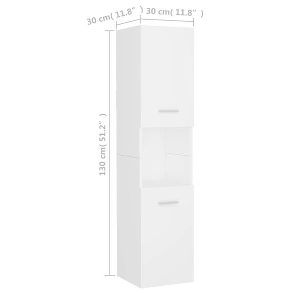 vidaXL Baderomsskap hvit 30x30x130 cm konstruert tre