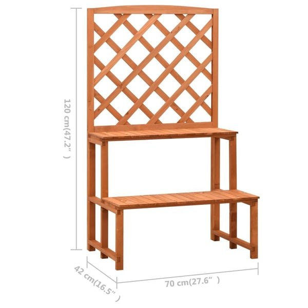 vidaXL Plantestativ med espalier oransje 70x42x120 cm heltre gran